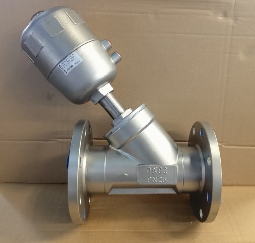 Stainless Steel Head Pneumatic Angle Seat Valve Flange